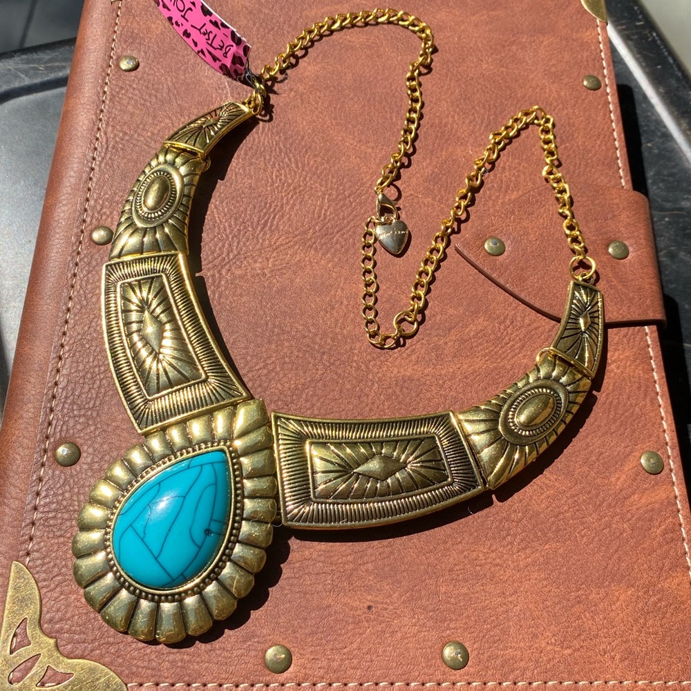 Vintage Betsey Johnson faux Turquoise Statement Necklace